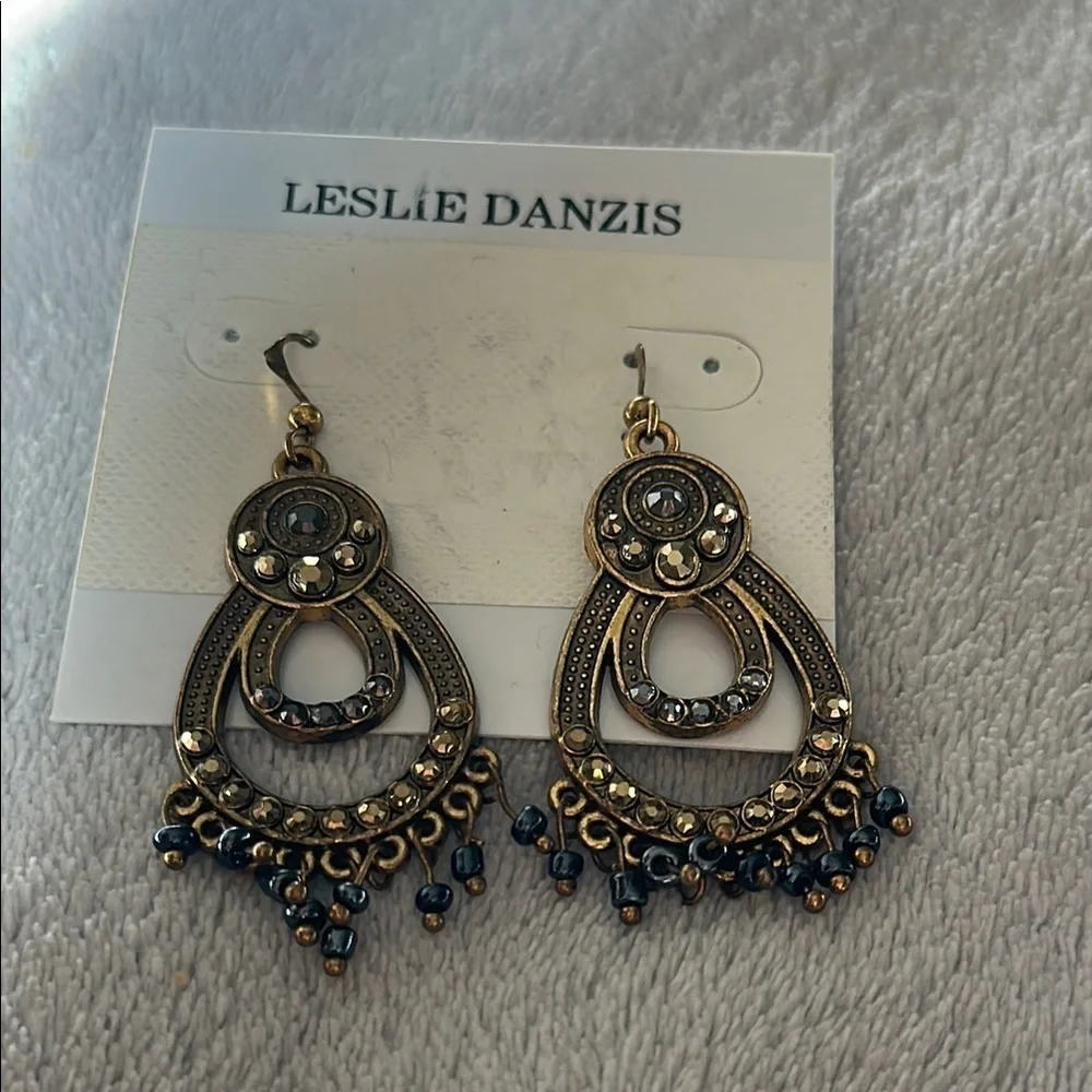 Antique Brass Filigree Dangle Earrings